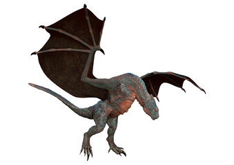 3D Rendering Fairy Tale Dragon on White