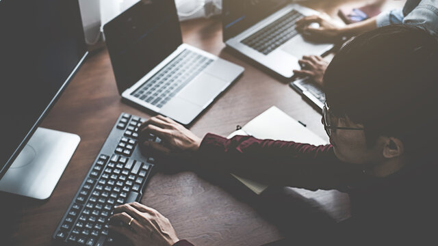 Programmer working in a software development and coding technologies. Website design. Technology concept.