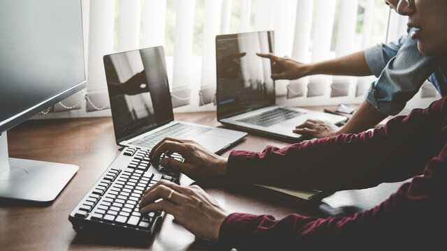 Programmer working in a software development and coding technologies. Website design. Technology concept.