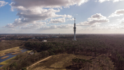 TV Broadcast sending tower in Hilversum, the Netherlands, aerial