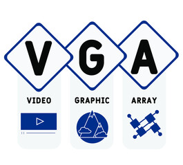 VGA - Video Graphic Array acronym. business concept background.  vector illustration concept with keywords and icons. lettering illustration with icons for web banner, flyer, landing page