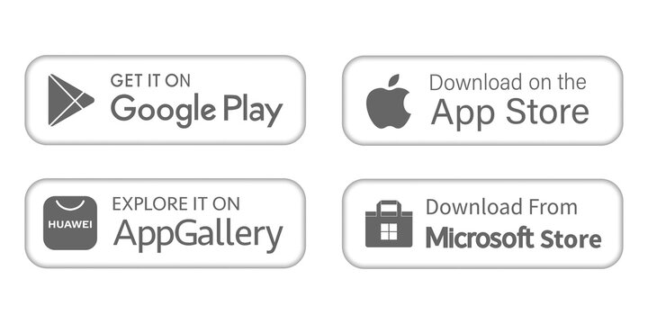 App store google play microsoft  button set Vector Image
