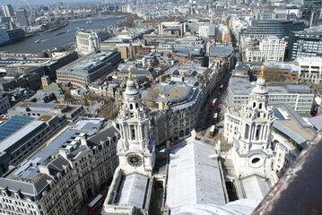 The towers of St. Paul's Cathedral seen from the Golden Gallery of the church