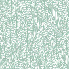 Vector seamless pattern in the hand-drawn style. Abstract outline illustration with natural motives. Leaves with veins are drawn with smooth lines. Texture, print design for fabric, background.