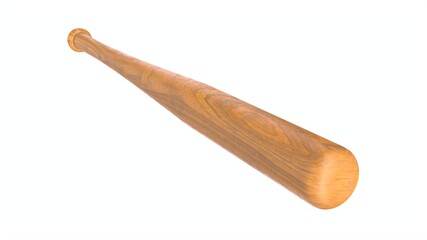 3D render of wooden baseball bat isolated on white