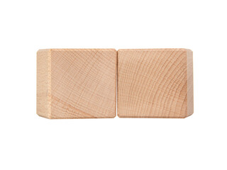 Two wooden cubes for creative isolated on the white background