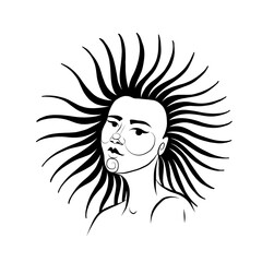 Vector illustration set of moon phases. Different stages of moonlight activity in vintage engraving style. branches of plants and flowers. sacred isoteric geometry