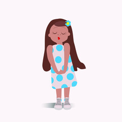 Vector illustation of coquette young lady, child psycologhy, isolated, emotions, education, feellings