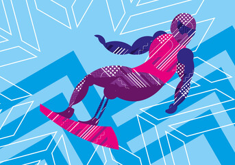 The snowboarder is disabled. Winter Paralympic sports. Decorative stylish design. Vector graphics