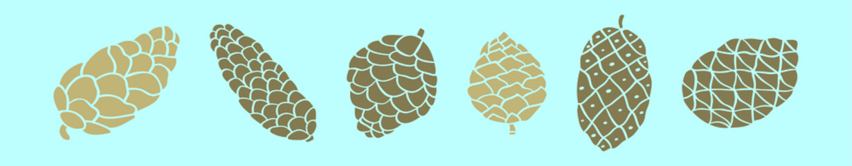 set of pine cones cartoon icon design template with various models. vector illustration isolated on blue background
