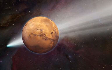 Planet Mars with Comet in the space " Elements of this Image Furnished By Nasa" © muratart