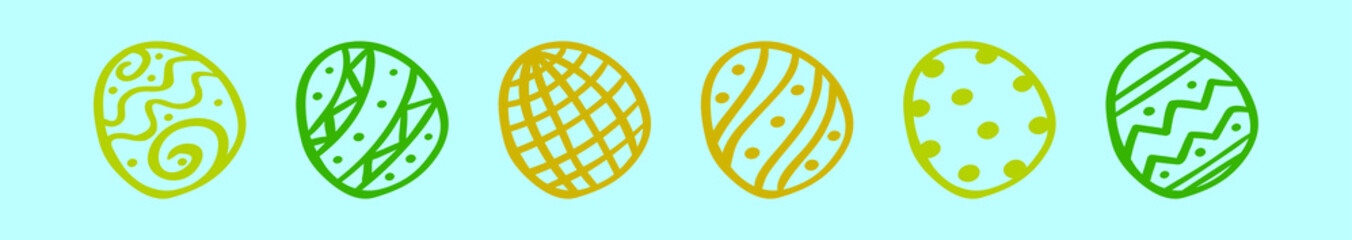 set of easter egg cartoon icon design template with various models. vector illustration isolated on blue background