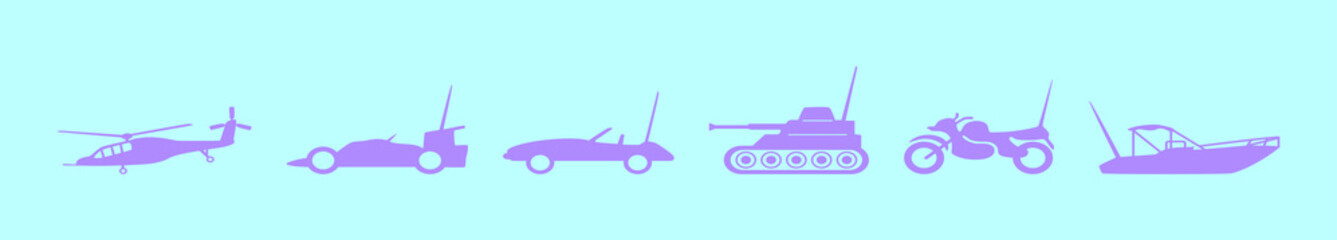 set of transportation remote control toys cartoon icon design template with various models. vector illustration isolated on blue background