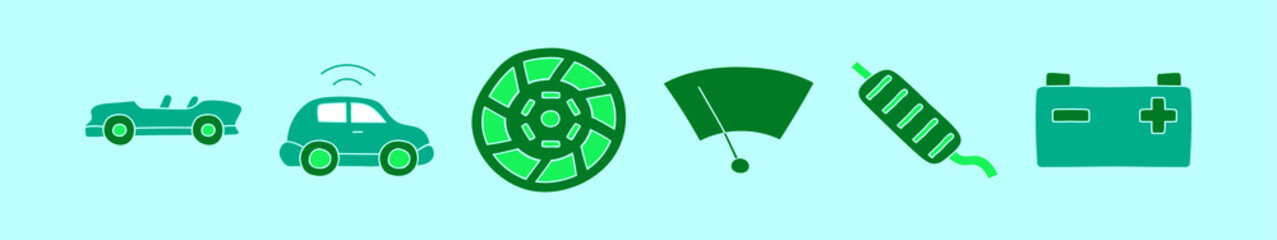 set of car repair cartoon icon design template with various models. vector illustration isolated on blue background