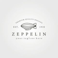 vintage zeppelin airship line icon logo vector illustration design