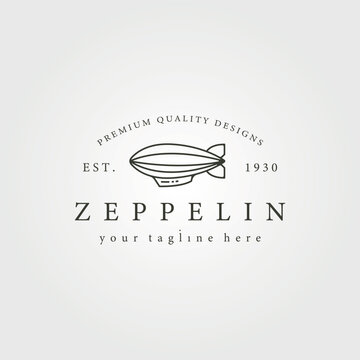 vintage zeppelin airship line icon logo vector illustration design