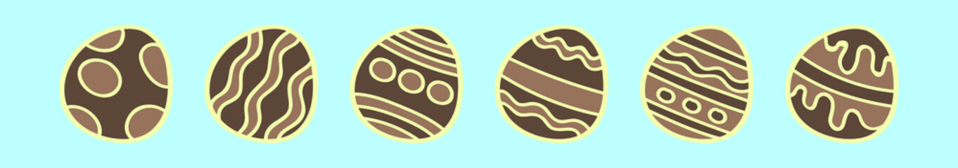 set of easter egg cartoon icon design template with various models. vector illustration isolated on blue background