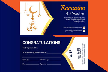 Obraz premium Collection of Ramadan Gift Coupon with different discount offer, Gift Voucher Template Promotion Sale discount, Gift Voucher template perfect for prints, flyers, banners, promotion,special offer and m