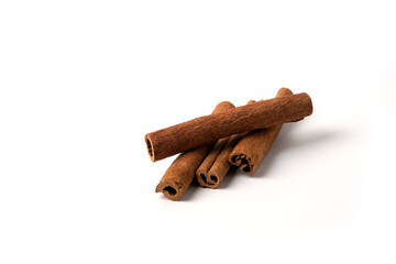 Isolated cinnamon on white background macro view