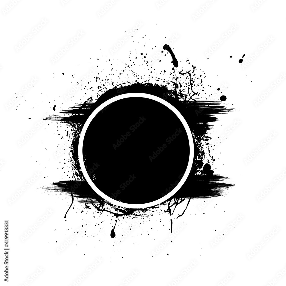 Aufkleber vector grunge elements. grungy hand drawn rough round black dry ink brush stroke isolated on white. 
