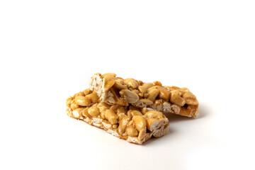 Nuga waffles isolated on white background micro view