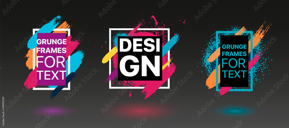 Poster Vector abstract composition illustration. graphic frame design for text in style of modern art, mixture of brush and minimalist geometry. Bauhaus vector graphic design flyers, brochures, cards, covers