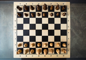Chess board; playing chess game