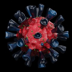 Red with face Corona, Rota Zika,Transparent background Coronavirus 2019-ncov flu outbreak 3D illustration. Microscopic view of floating influenza virus cells.N-cov corona virus, SARS pandemic risk.