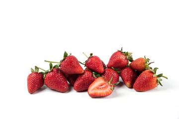 A lot of red strawberries isolated on white background