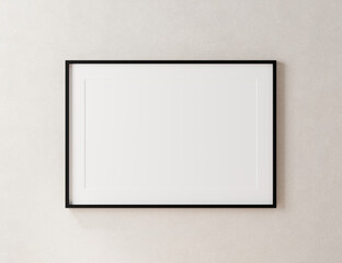 Minimal interior template. Mockup poster frame on white background. 3d rendering illustration. Clipping path included.