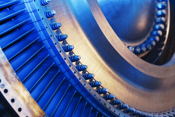 Structural element of a gas turbine with blades for aviation and power generation. © Alexander