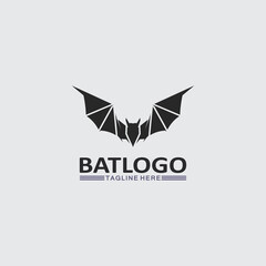 Fototapeta premium Bat logo animal and vector, wings, black, halloween, vampire, gothic, illustration, design bat icon