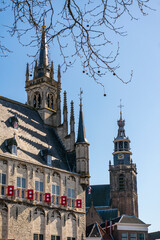 Obraz premium Beautiful Cathedral on the Central Square in Gouda Town, Netherlands