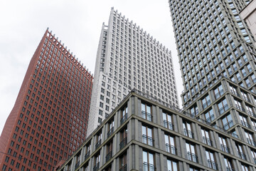 Fototapeta na wymiar Bottom view of The Hague Downtown Skyscrapers