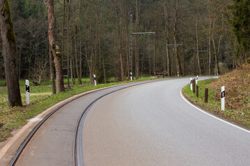 Fototapeta premium Road curve with rails