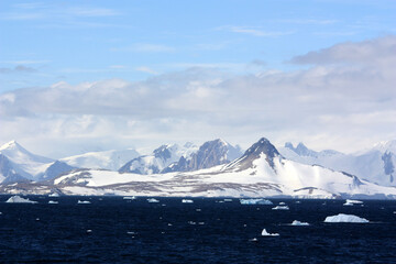 Antarctic landscape in the Marguerite Bay, Antarctica. Marguerite Bay is a long bay on the...