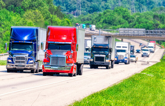 Heat Waves Shimmer As Traffic Fills A Summer Interstate