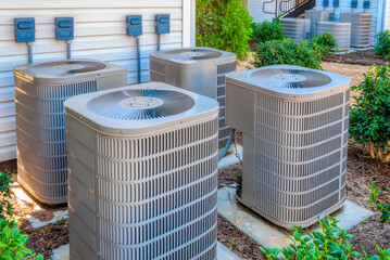 New Air Conditioners Outside Upscale Apartment Complex