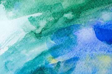 Fototapeta na wymiar blue and green watercolors on paper texture