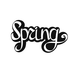Spring, calligraphy lettering, season graphic design template, vector illustration