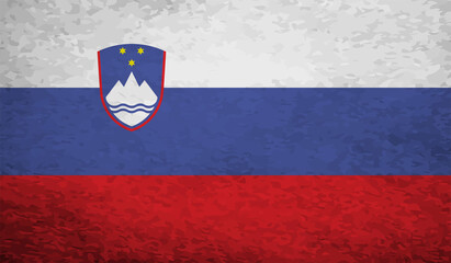 Naklejka premium Grunge Slovenia flag. Slovenia flag with waving grunge texture.