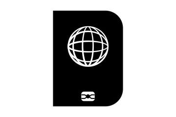Black ID document, passport icon on white background