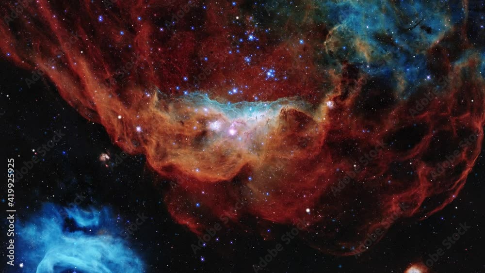 Wall mural flying through space passing stars. space background. gas cloud deep space. billions of stars in the