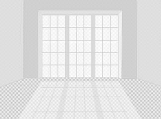 Empty white room with sun light. Vector illustration.