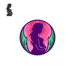 Expectant mother with flower concept design vector