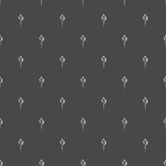 Little light blue leaves and dots seamless repeating pattern with grey background. Vector illustration