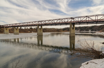 Bridge Over the River in Winter