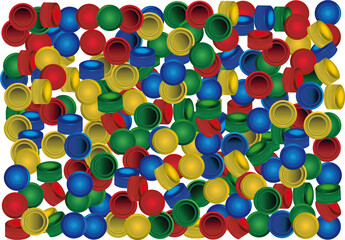 bacground of colours plastic cap from pet bottles