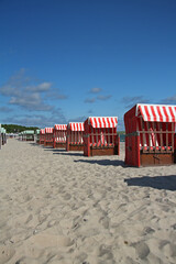 Naklejka premium Beach chairs on the Baltic Sea beach