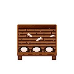 Fruit shop pixel art. Coconuts in a wooden crate. Coconut, food pixel art icon isolated on white background. Fruit stall. Showcase with Fruit waste. Vector illustration. Coconuts pixel art.